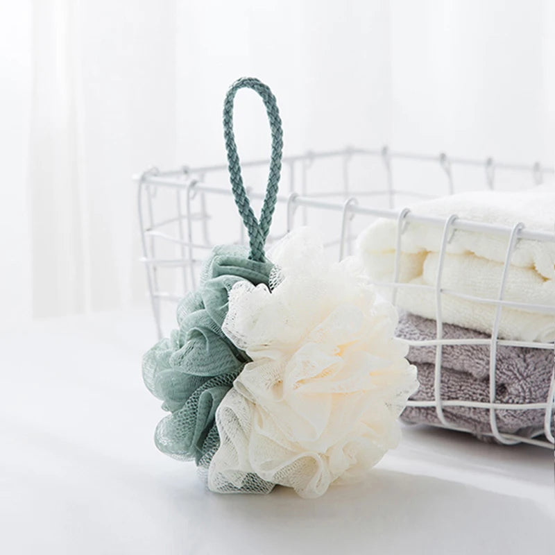 Large Bi-Colour Shower Balls Colourful PE Soft Frosted Bubble Bath Flower Flower Soft Scrubbing Bubble Net Two Color Bath Flower
