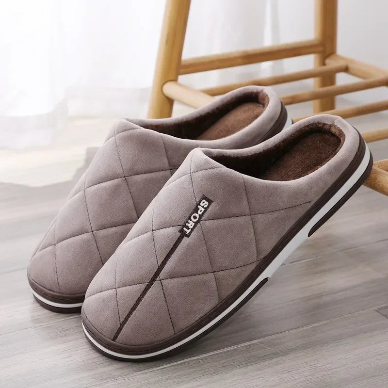 Men’s Slide-On Winter Slippers – Big Size, Warm & Plush