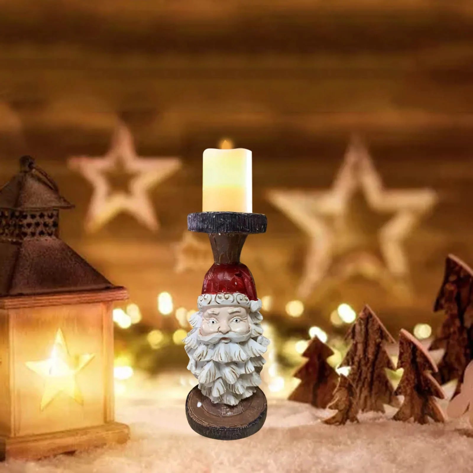 Christmas Candle Holder Christmas Decoration Santa Claus Snowman Candle Holder Resin Decoration Ornaments Desktop Decoration