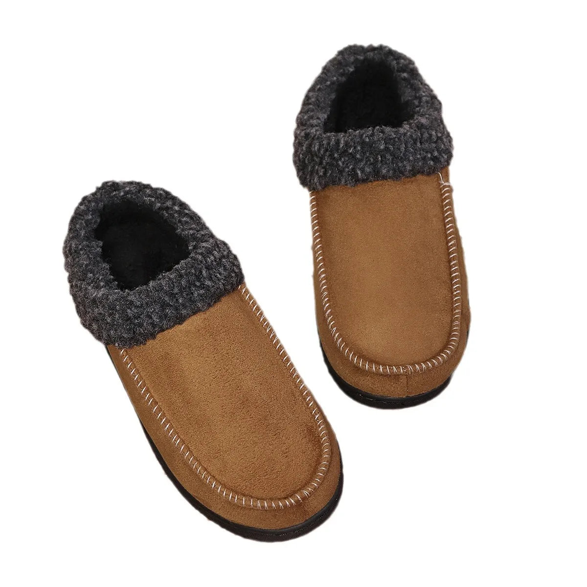 Plush Winter Corduroy Slide Slippers for Men & Women – Warm Indoor House Shoes