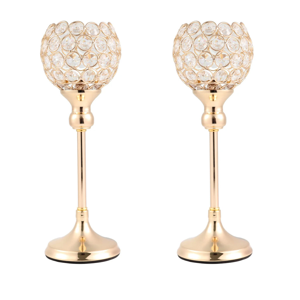 Crystal Tealight Candle Holders, Metal Glass Candlesticks, Wedding Table Centerpiece, Christmas Party, Home Decoration