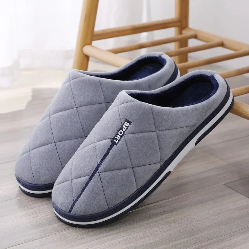 Men’s Slide-On Winter Slippers – Big Size, Warm & Plush