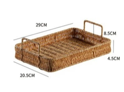 European Tea Tray Imitation Rattan Woven Fruit Tray Afternoon Tea Tray Simple Coffee Table Kitchen Household Storage Tray