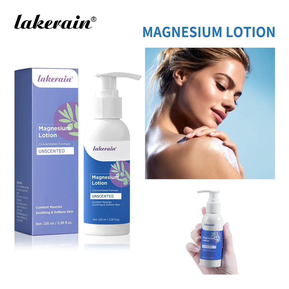 Lakerain Magnesium Body Lotion Concentrated Formula Soothing Softens Skin Comfort Muscles Nourishing and Hydrating Body Cream