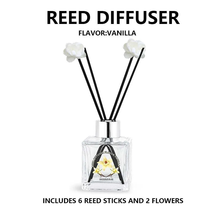 Flower Reed Diffuser-Vanilla Scent 3.38oz Scented Diffuser with Sticks Home Fragrance Essential Oil for Bathroom Shelf Decor