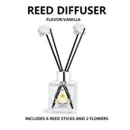 Flower Reed Diffuser-Vanilla Scent 3.38oz Scented Diffuser with Sticks Home Fragrance Essential Oil for Bathroom Shelf Decor