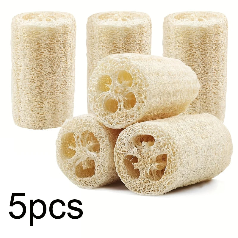 5Pcs Natural Loofah Dishcloth - High Quality Fiber Kitchen and Bathroom Cleaning Sponge, Ideal for Exfoliating and Removing Stai