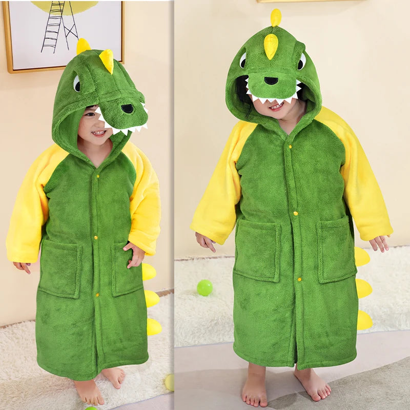 Baby Bathrobe for Children Bath Robe Absorbent Kids Hooded Towel Bathroom Infant Shower Robe Girl Warm Pajamas Boy Sleeping Robe