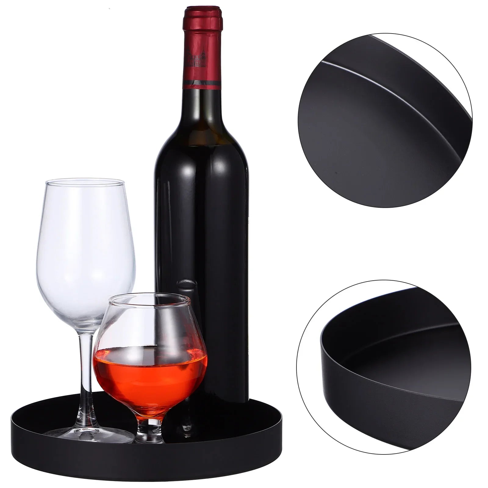 Metal Serving Tray Round Black Trays for Decor Organizing Serving Decorative Circle Coffee Table Kitchen Storage Plate Supplies