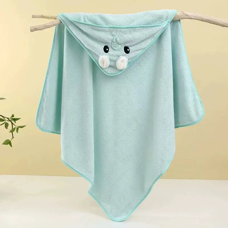 Infant Bath Towel Toddler Bathrobe Boy Girl Blankets Swaddle With Hood Cartoon Coral Fleece Towel Blanket Newborn Kids Bedding