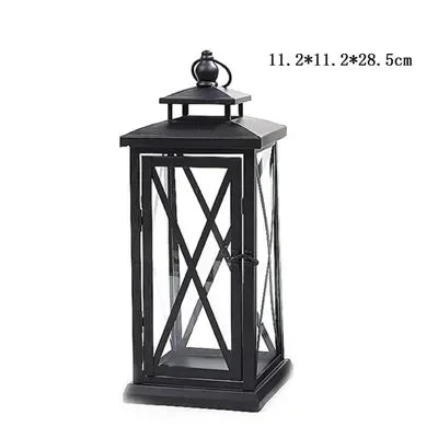 Large Glass Candle Holders Wedding Decorations Garden Black European Lamp Retro Iron Candle Holder Centerpieces Metal Lantern