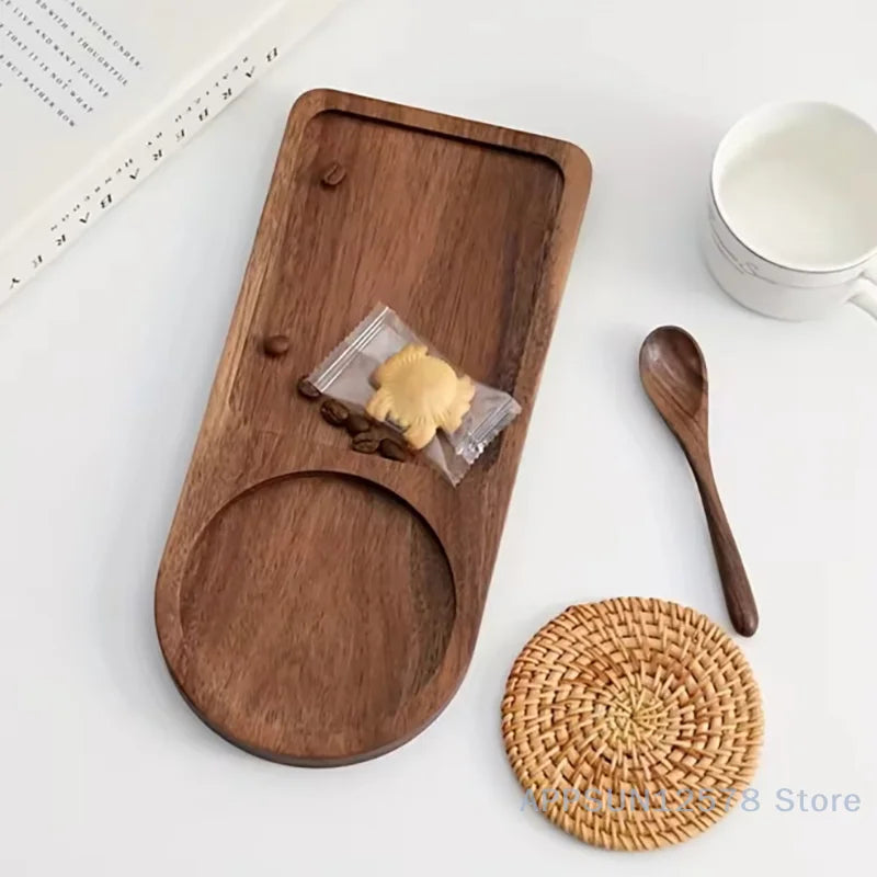 Coffee Tray Wood Plate Breakfast Tray For Serving Food Hospitality Coffeeware Teaware Decoration Table Decoration Accessories