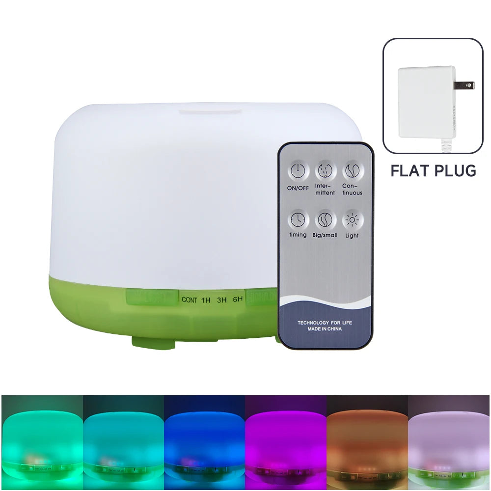 500ml Essential Oil Diffuser Quiet Aroma Mist Diffusers Scent Diffuser Wood Grain Remote Control Ultrasonic Air Humidifier