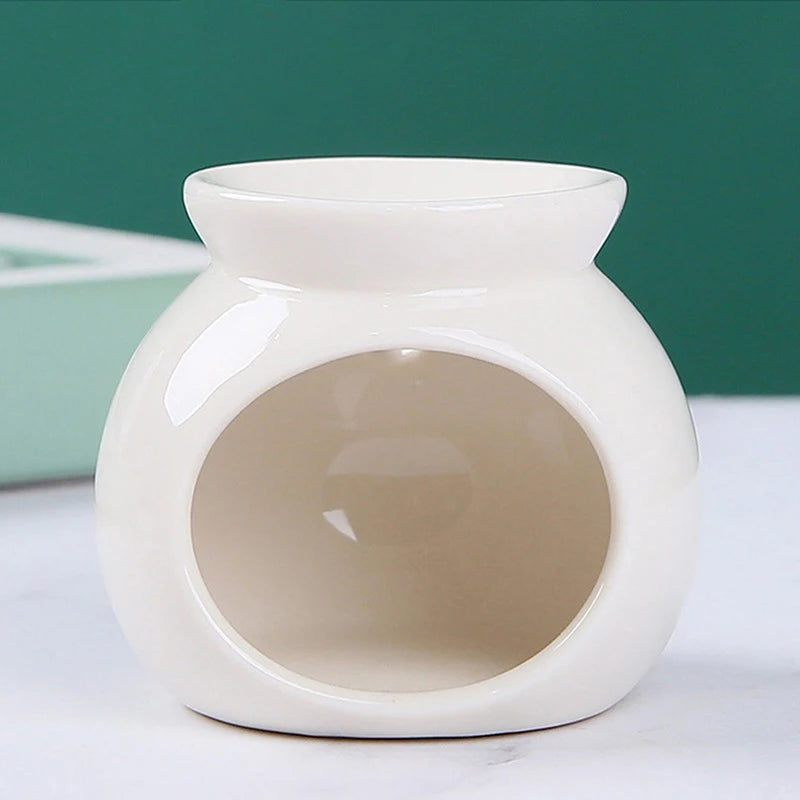 Porcelain Aroma Burner Essential Oil Furnace Mini Candle Holder Solid Color Ceramic Crafts Aromatherapy Diffuser Home Decor