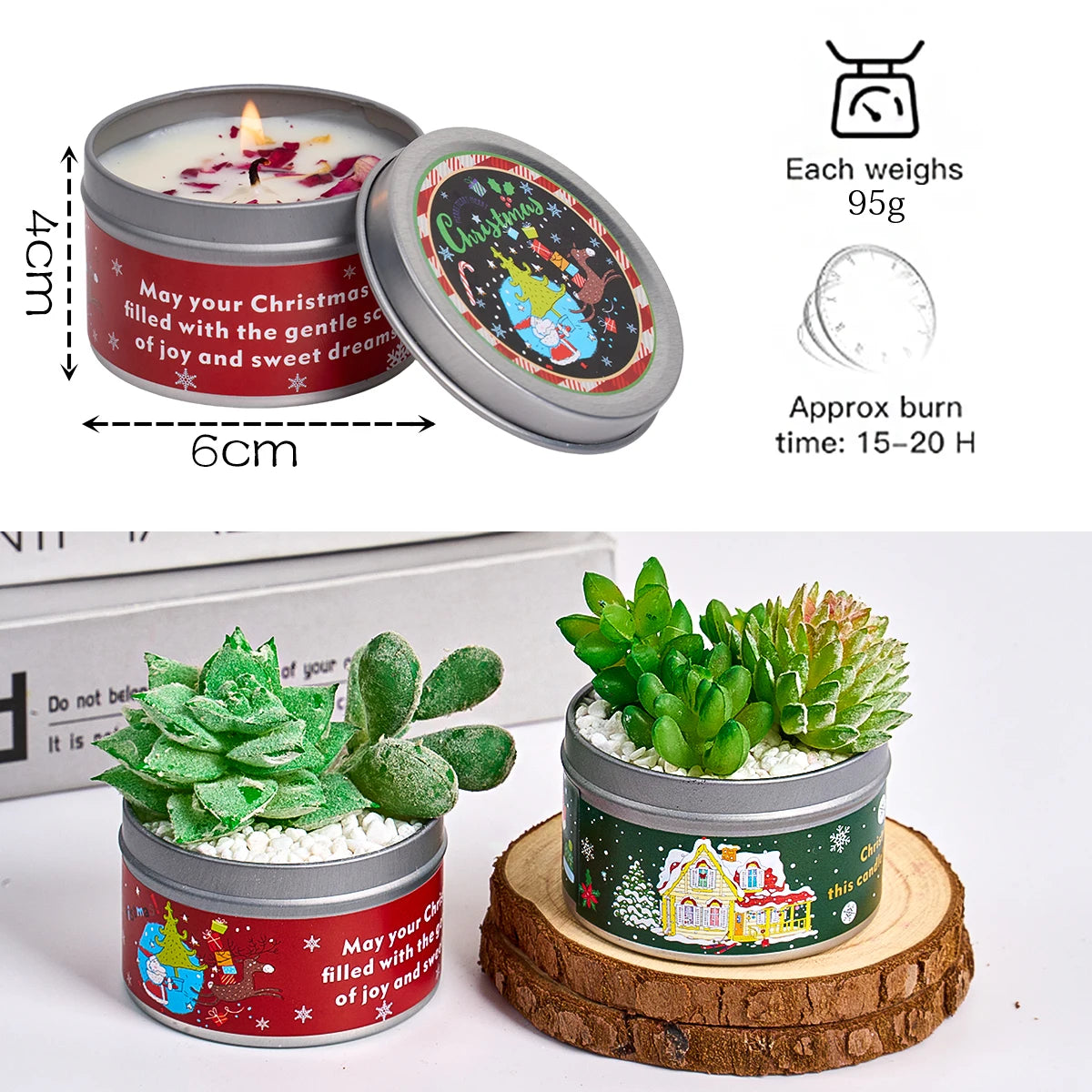 Scented Candle Set Gift DIY Smokeless Plant Aromatherapy Candles Dried Floral Tin Box Home Bedroom Xmas Party Decor Supplies