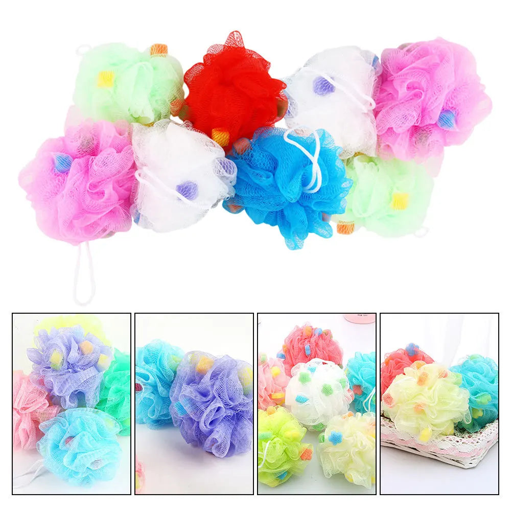 8Pcs Bath Sponge Ball Shower Ball Mesh Body Scrubber Back Scrubbing Bubble Maker Shower Gel Use Relaxing Bath Sponge