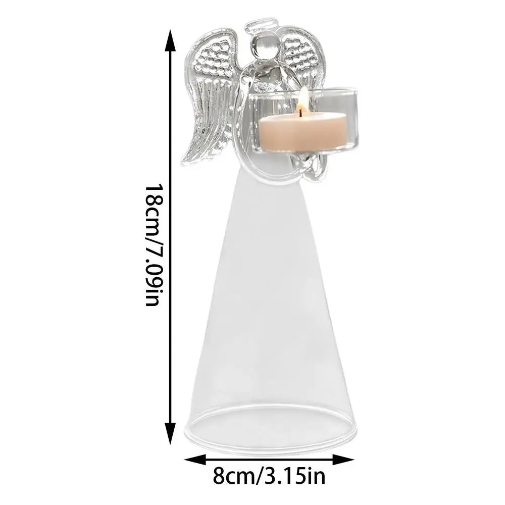 Clear Glass Candle Holder Creative Angel Candlestick Holder Tea Light Stand For Wedding Party Christmas Dining Table Decoration