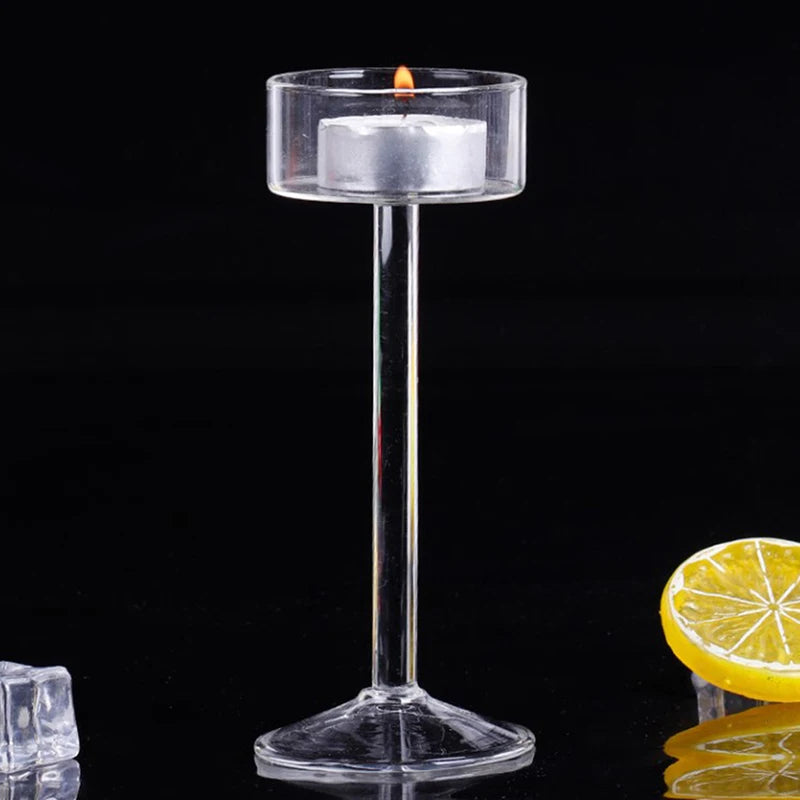 Tall Glass Candle Holder Transparent Candlestick Holder Stand Table Centerpiece For Home Bedroom Wedding Party Romantic Dinner