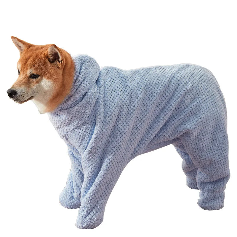 Full-Coverage Absorbent Pet Bathrobe Thick-Added Quick-Dry Microfiber Wrapping Gown for Dogs After Bathing