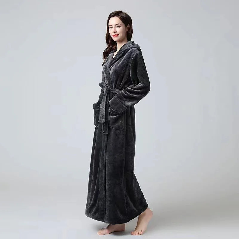 Custom His and Hers Long Bathrobes with Hoodies Honeymoon Gift Anniversary Groom and Bride Wedding Matching Couple Bathrobes