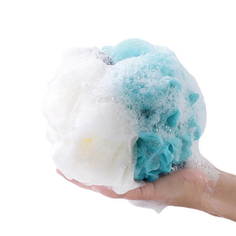 3 PCS Large Bi-Colour Shower Balls Colourful PE Soft Frosted Bubble Bath Flower (Colour Random)