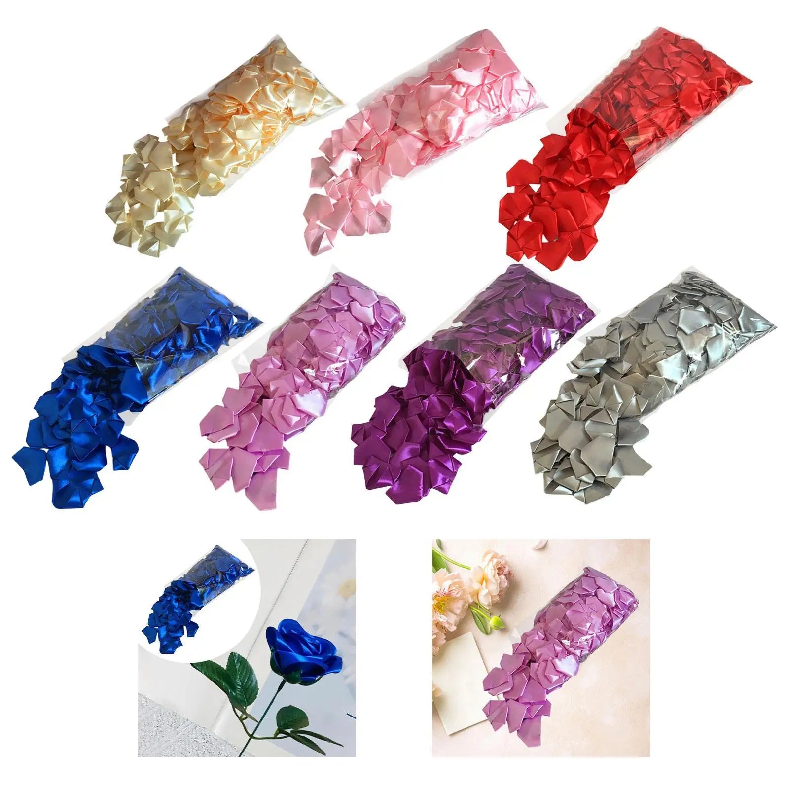 234 Pieces Premade Satin Ribbon Rose Petals Everlasting Floral Bouquets Creative Handmade Decor DIY Crafts for Party Birthday
