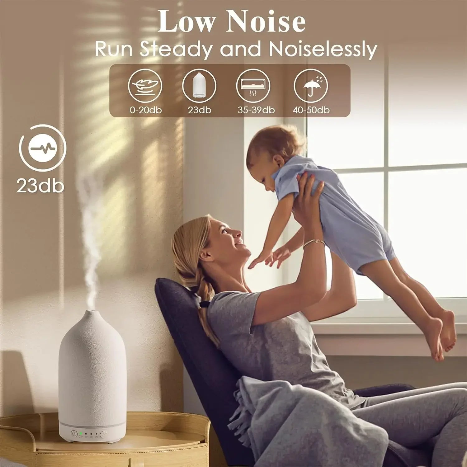 Ceramic Diffuser 100ml Essential Oil Diffusers  Aromatherapy Ultrasonic Humidifier Timer 7 LED Colors  Lights For Home Office