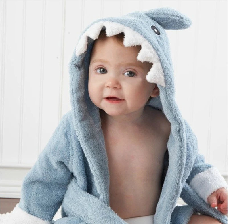 0-2Y Cotton Kids Robes Newborn Bath Towel Hood Cartoon Fashion Sleepwear Girls Boys Bathrobe For Children Baby Receiving Blanket