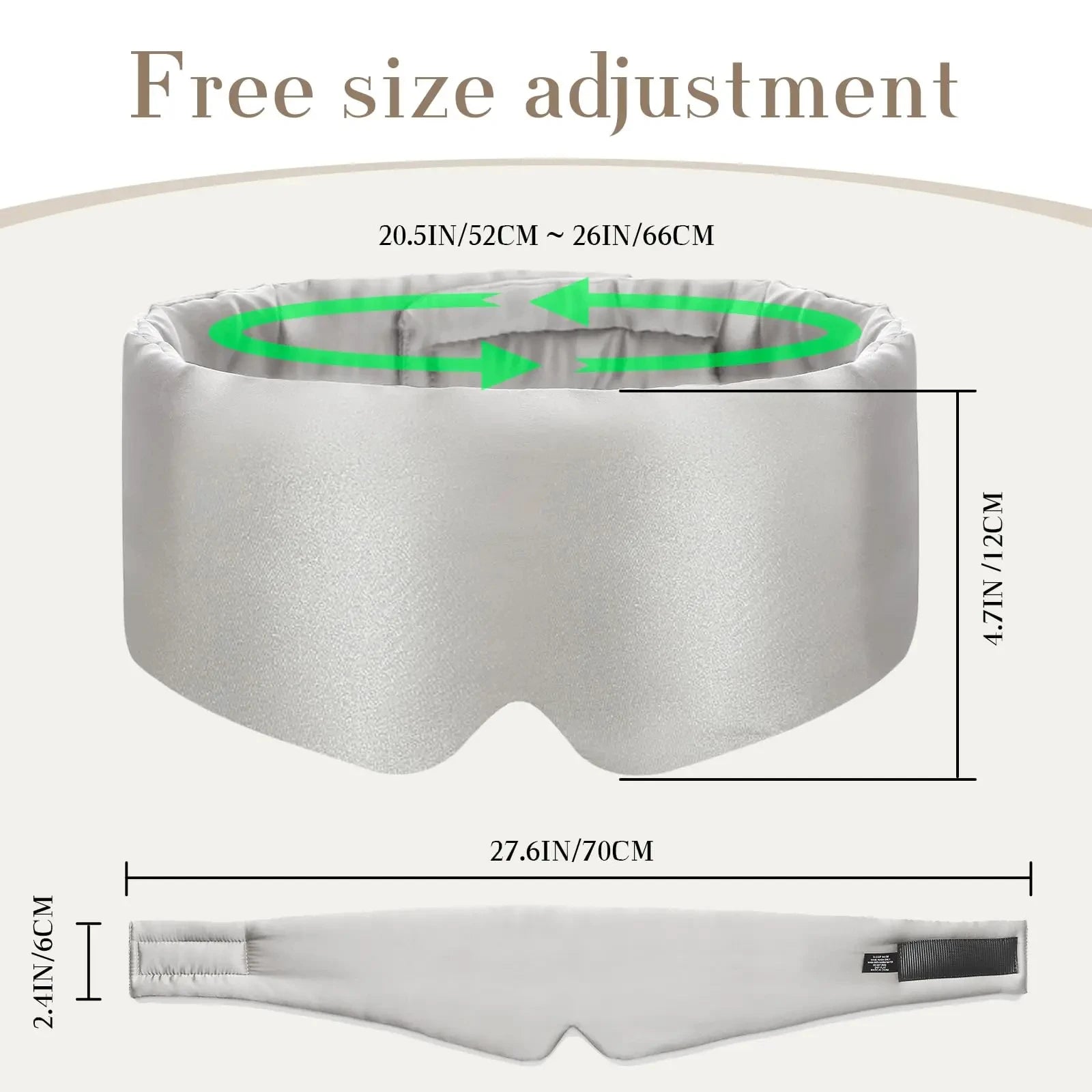 Silk Sleep Mask Soft Pressureless Sleeping Mask 100% Mulberry Silk for Eye Skin Anti Wrinkles,Adjustable Wide Velcro Ear Cover