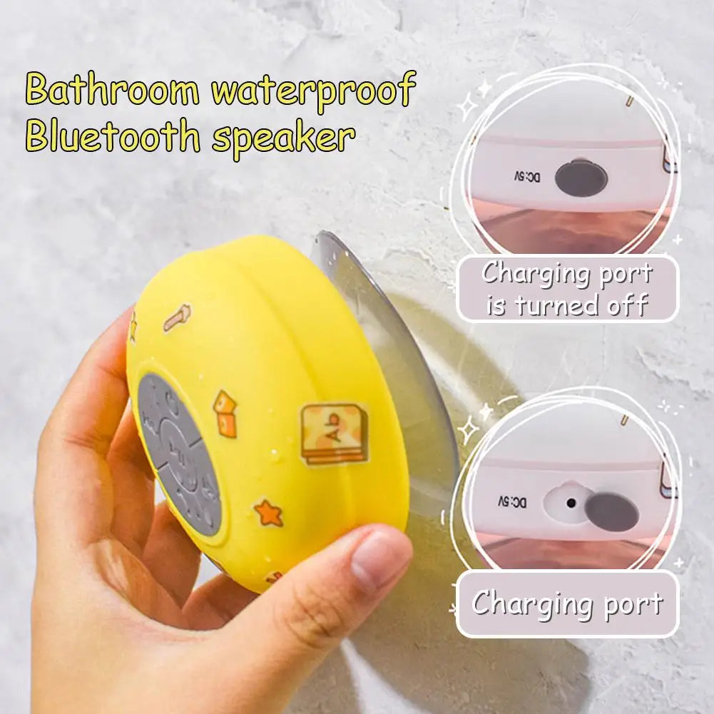 Bathroom Waterproof Bluetooth5.0 Speaker Mini Sucker Shower Listening Music Wireless Portable Speaker Outdoor Gift Cute Stickers