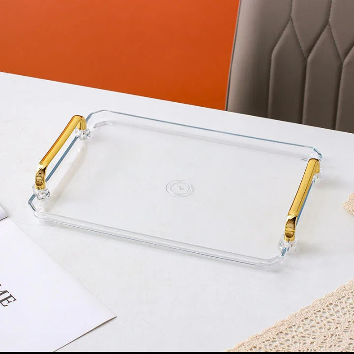 Small&Large Serving Tray with Handles Valet Tray Plastic Serving Tray for Party Kitchen Bathroom Dessert Table Cupcake Display