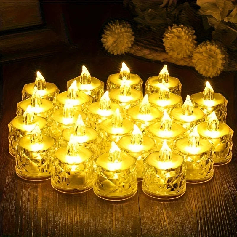 4/12pcs Flameless Plastic Candles Lights Battery LED Tealight with Realistic Flame for Home Holiday Wedding Party Tabletop Decor