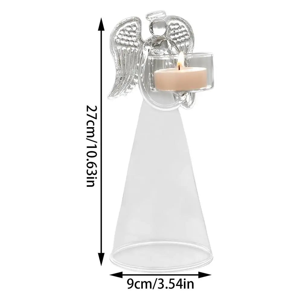 Clear Glass Candle Holder Creative Angel Candlestick Holder Tea Light Stand For Wedding Party Christmas Dining Table Decoration