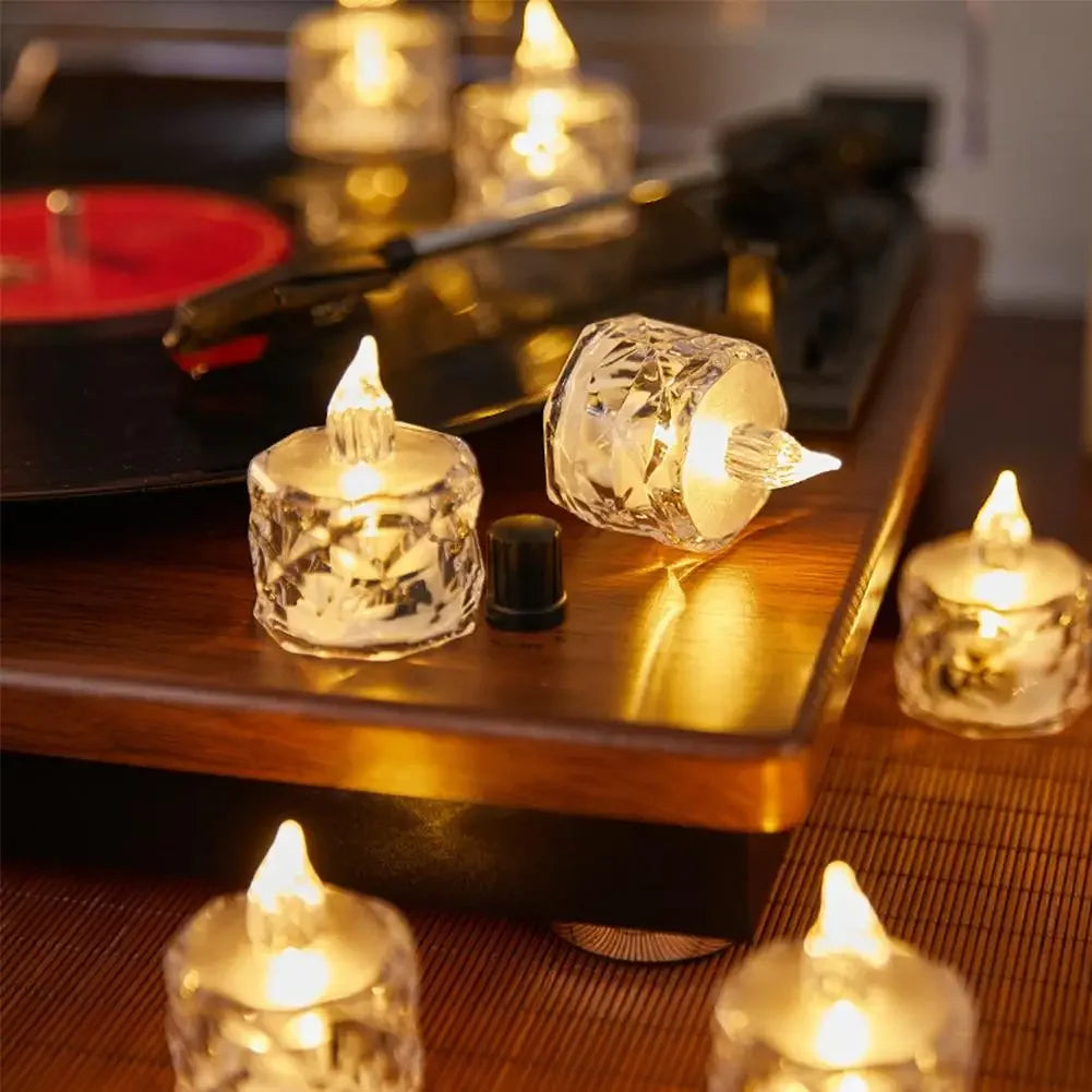Flameless LED Light Candle LED Crystal Candle Light Transparent Shell Electronic Night Lamp Dating Party Holiday Home Decoration