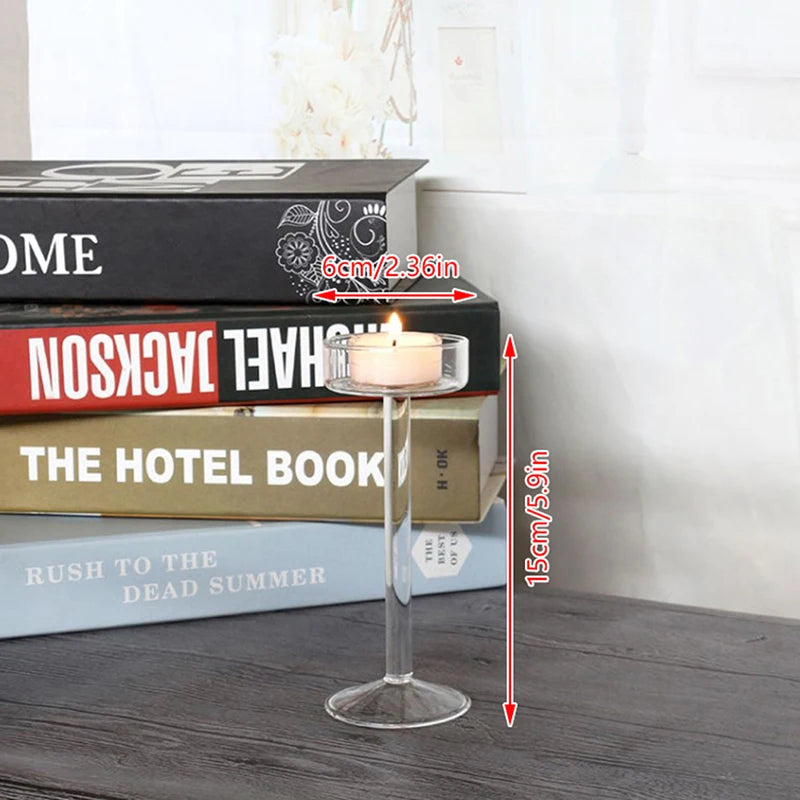 Tall Glass Candle Holder Transparent Candlestick Holder Stand Table Centerpiece For Home Bedroom Wedding Party Romantic Dinner