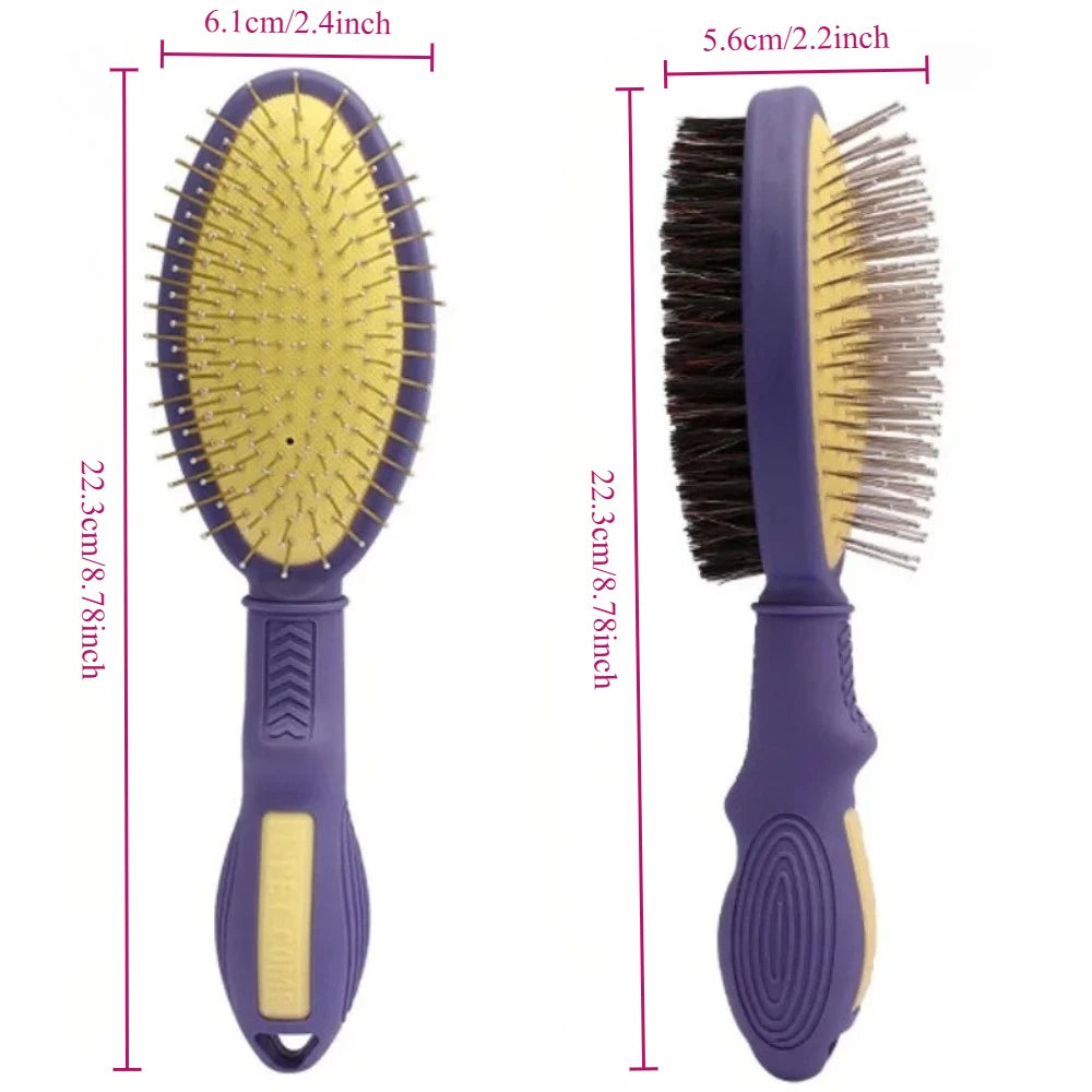Dog Comb Double Sided Dog Brush Pet Hair Remover Massage Dogs Brush Pet Grooming Comfortable Handle Dogs Hair Brush Pet Supplies