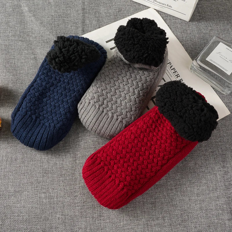 Warm Winter Socks for Women Non-Slip Snow Sleep Socks Cozy Knitted Indoor Floor Slippers with Anti-Skid Bottom for Home