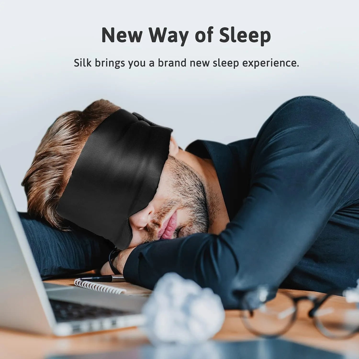 100% Mulberry Silk Sleep Mask Eye Mask with Adjustable Headband Eyepatch Blocking Light Eyemask for Travel & Nap Sleep Mask