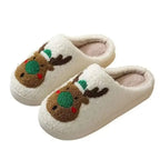 Casual Cute Christmas Slippers Soft Warm Warm Plush Slides Lovely Non-Slip Winter Home Shoes Bedroom