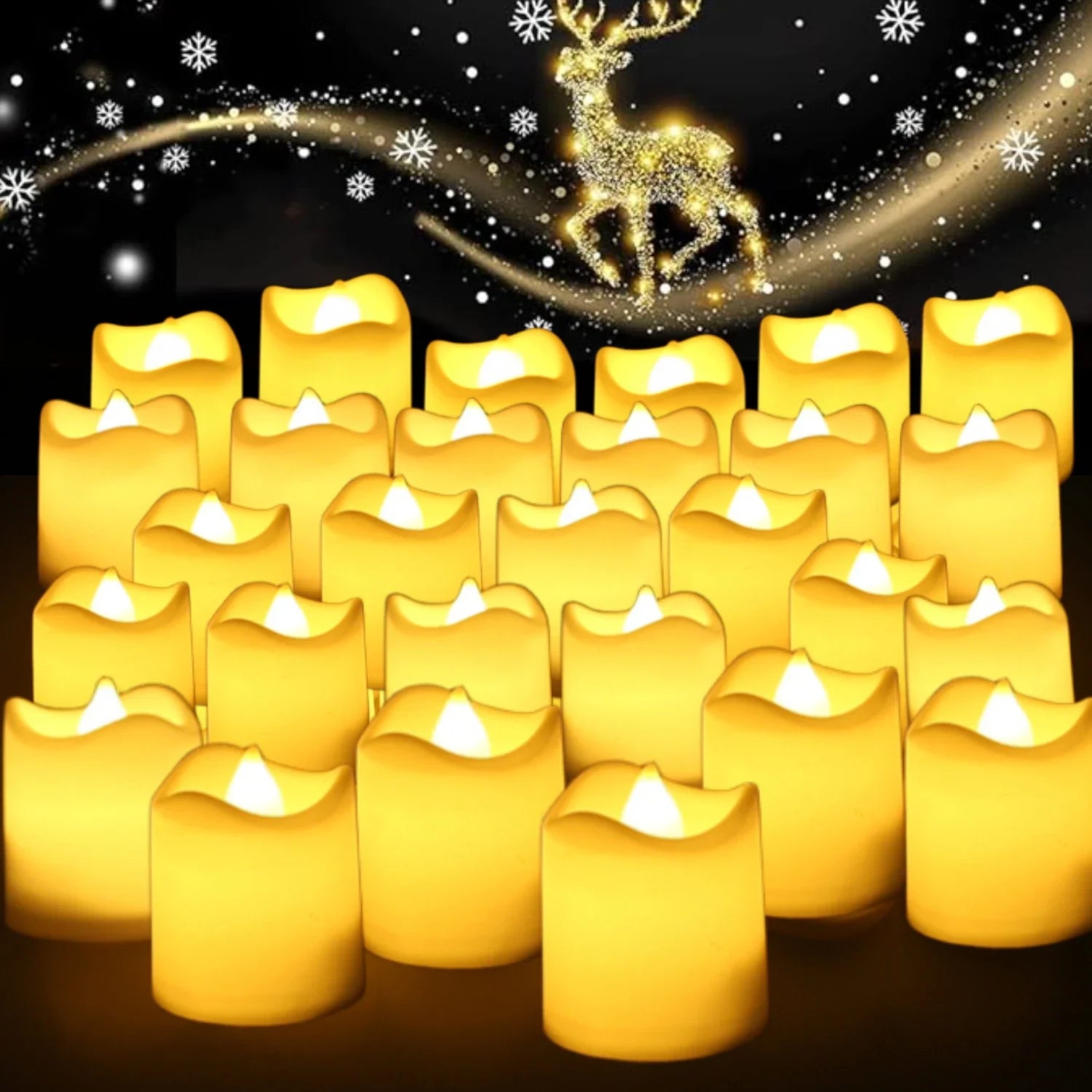 12/24Pcs Flameless LED Tea Lights Realistic Battery Operated Candles Tealights Electric Candles for Halloween Weddings Christmas