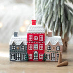 Resin Christmas Village House Winter Log Cabin Incense Burner Rustic Christmas Chimney Hut Incense Cones Room Decor