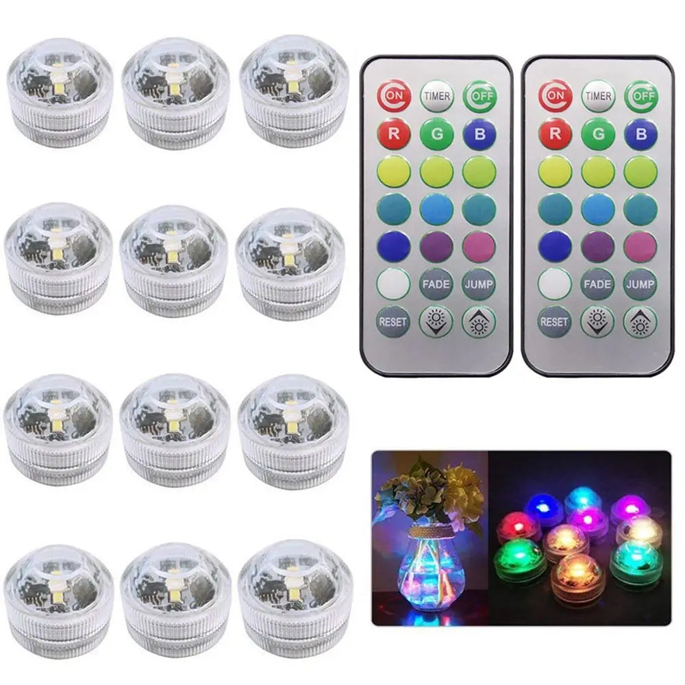 Submersible LED Lights Waterproof RGB Underwater Light For Wedding Tea Light Hot Tub Pond Pool Bathtub Aquarium Party Vase Decor