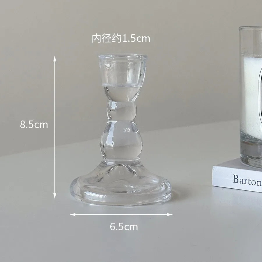 Candle Holders Retro Transparent Glass Candle Holders Suitable For Pillar Candles, Weddings, Holiday Parties Decoration
