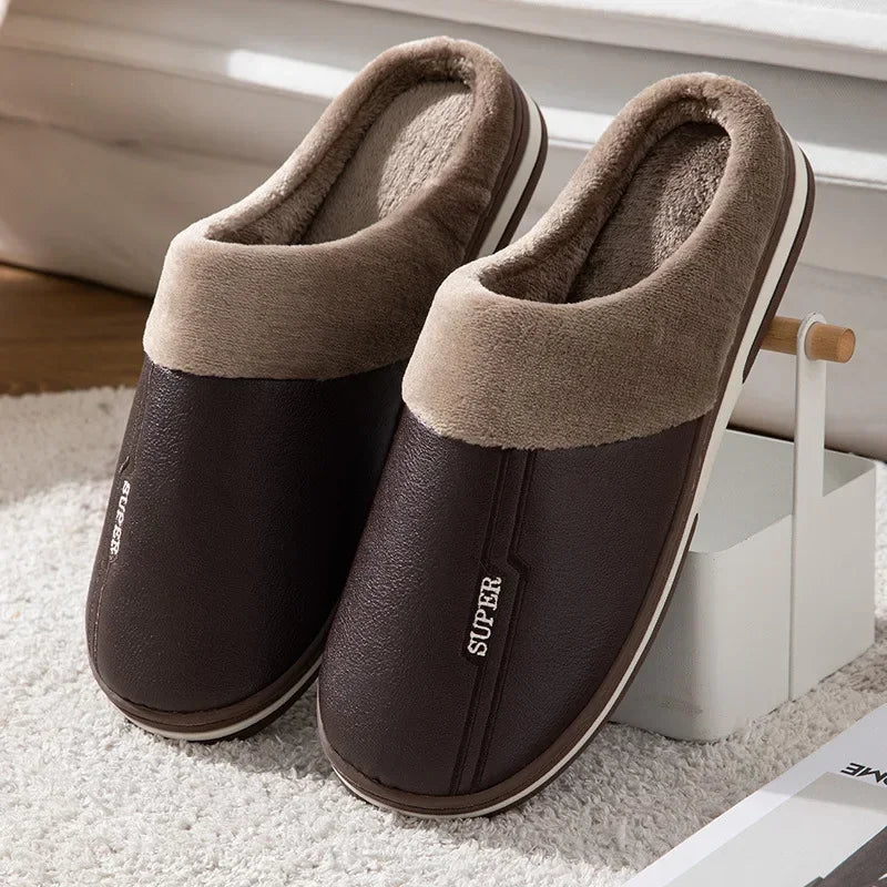 Men’s Slide-On Winter Slippers – Big Size, Warm & Plush