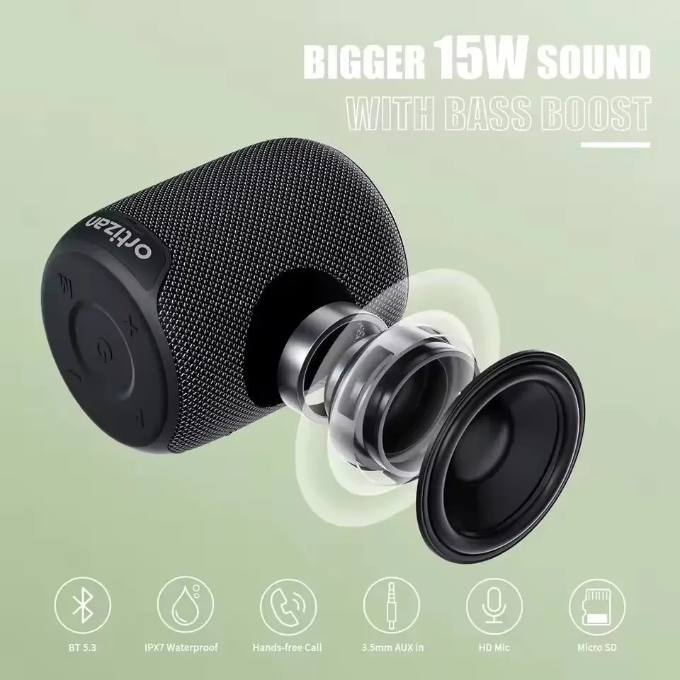 Bluetooth Speakers, Portable Wireless Speaker with Bluetooth 5.3, IPX7 Waterproof, 15W Stereo Sound, Dual Pairing,TF/AUX