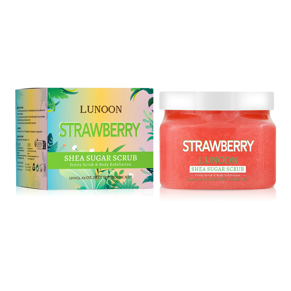 Natural Watermelon Shea Sugar Scrub 150g - Body Exfoliator, Moisturizing, Smooth & Glowing Skin, For Elbows, Knees, Back & Legs