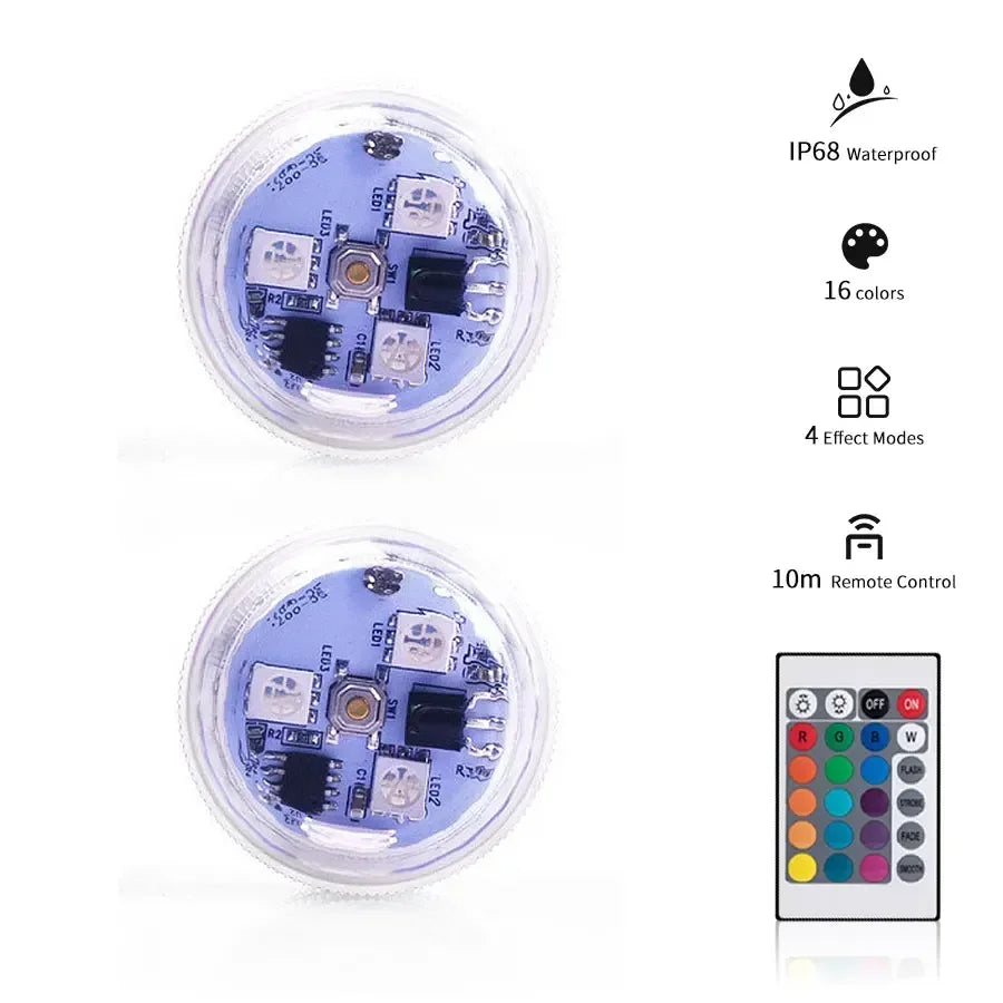 Submersible LED Lights with Remote Control RGB Changing Underwater Light Small Led Candle Light for Pool Party Wedding Decor