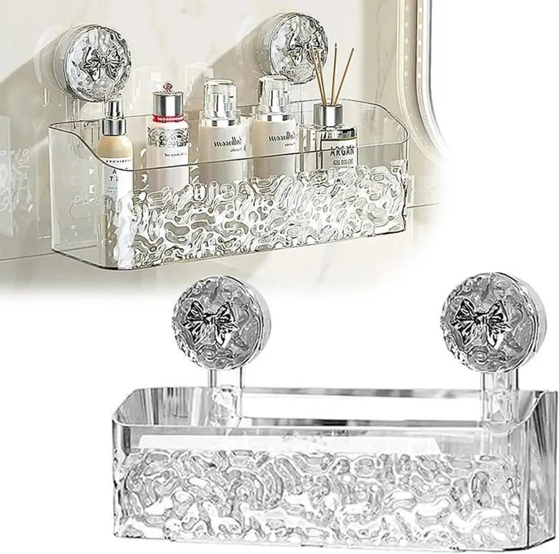 Bathroom Suction Cups Shelves Kitchen Bathroom Plastic Wall Sink Washstand Suction Cup Storage Box Organizer for Cosmetic