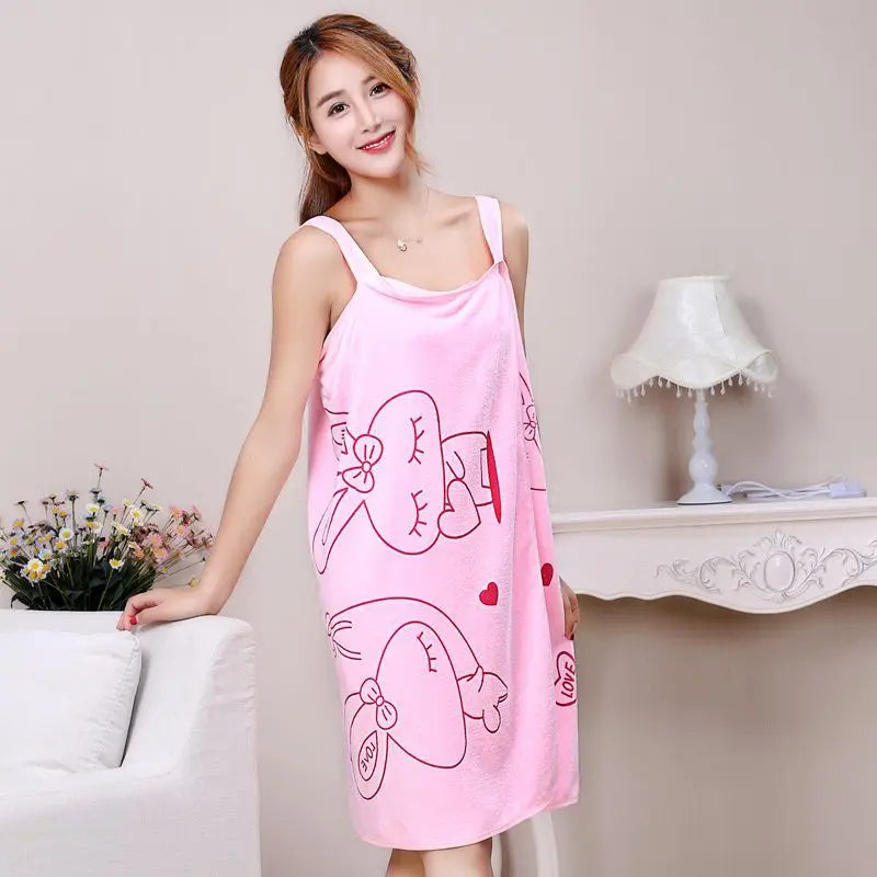 Wearable Bath Towel Superfine Fiber Soft Thicken Woman Bathrobe Water Absorbent Wear Hotel Home Bathroom Accessories