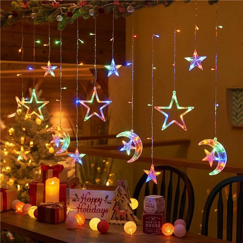 LED Curtain Fairy String Lights Bedroom Living Garden EU Plug Waterproof Light For Wedding Party Christmas New Year Decoration